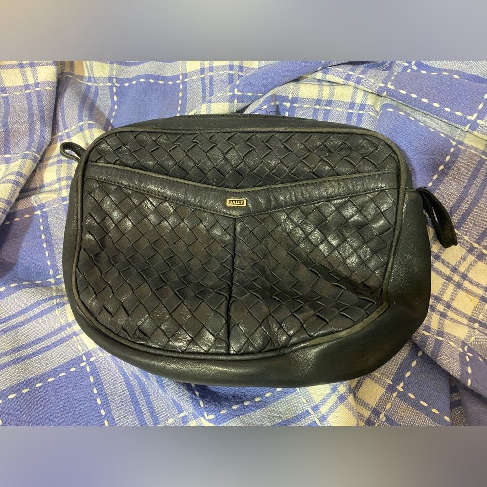 Bally leather weave vintage bag